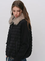 Quilted Down Knit Patchwork Jacket