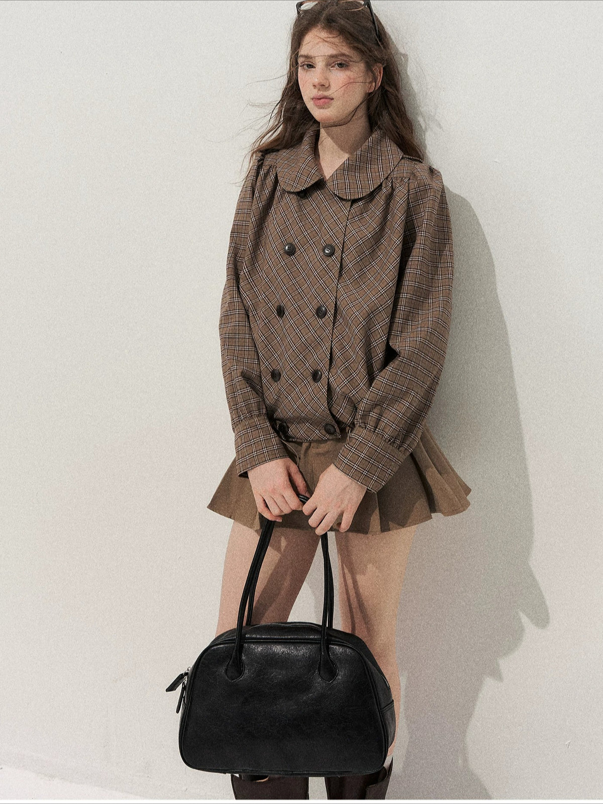 Plaid Peter Pan Trench Set