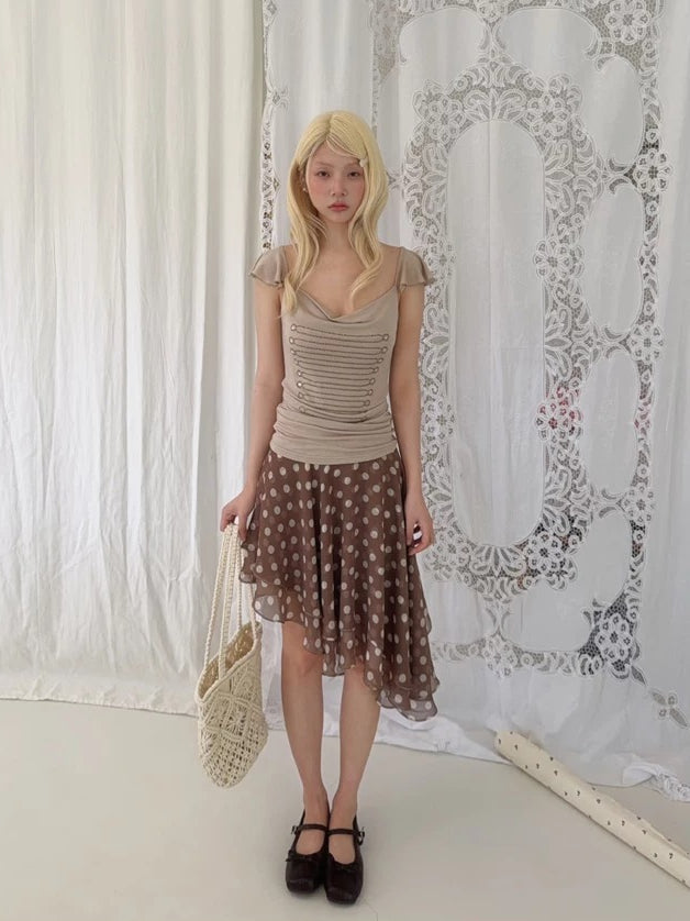 Rhinestone Ruffle Camisole Top