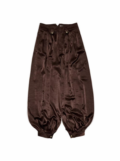 Black &amp; Brown Satin Balloon Pants