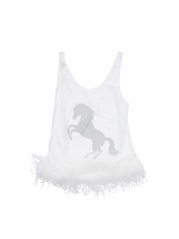 Ostrich Hem Mesh Tank