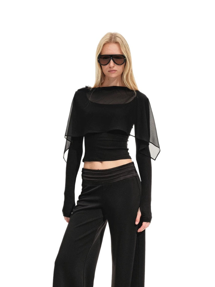 Draped Collar Knit Top