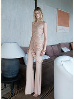 Lace Tie Top Flare Pants Set