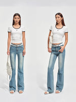 +5CM N5 Wave Washed Straight Jeans