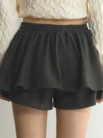 Drawstring Waist Flared Mini Skort
