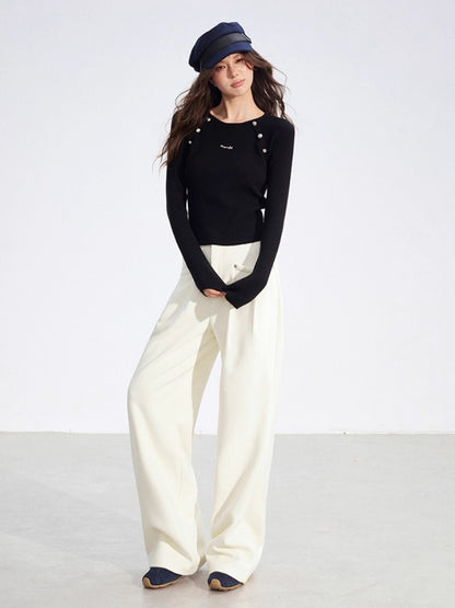 Chenille Fleece Wide-Leg Pants