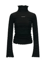 Textured High-Neck Slim Knit Top