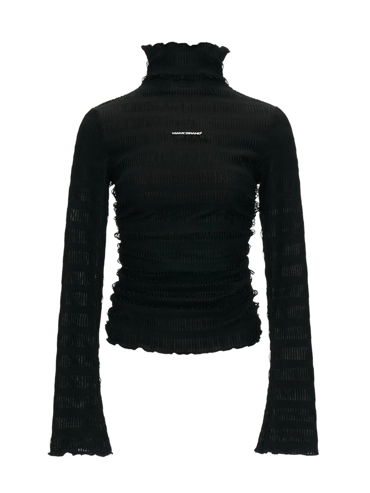 Textured High-Neck Slim Knit Top