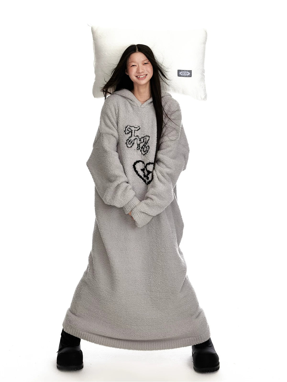 Hooded Plush Knit Dress
