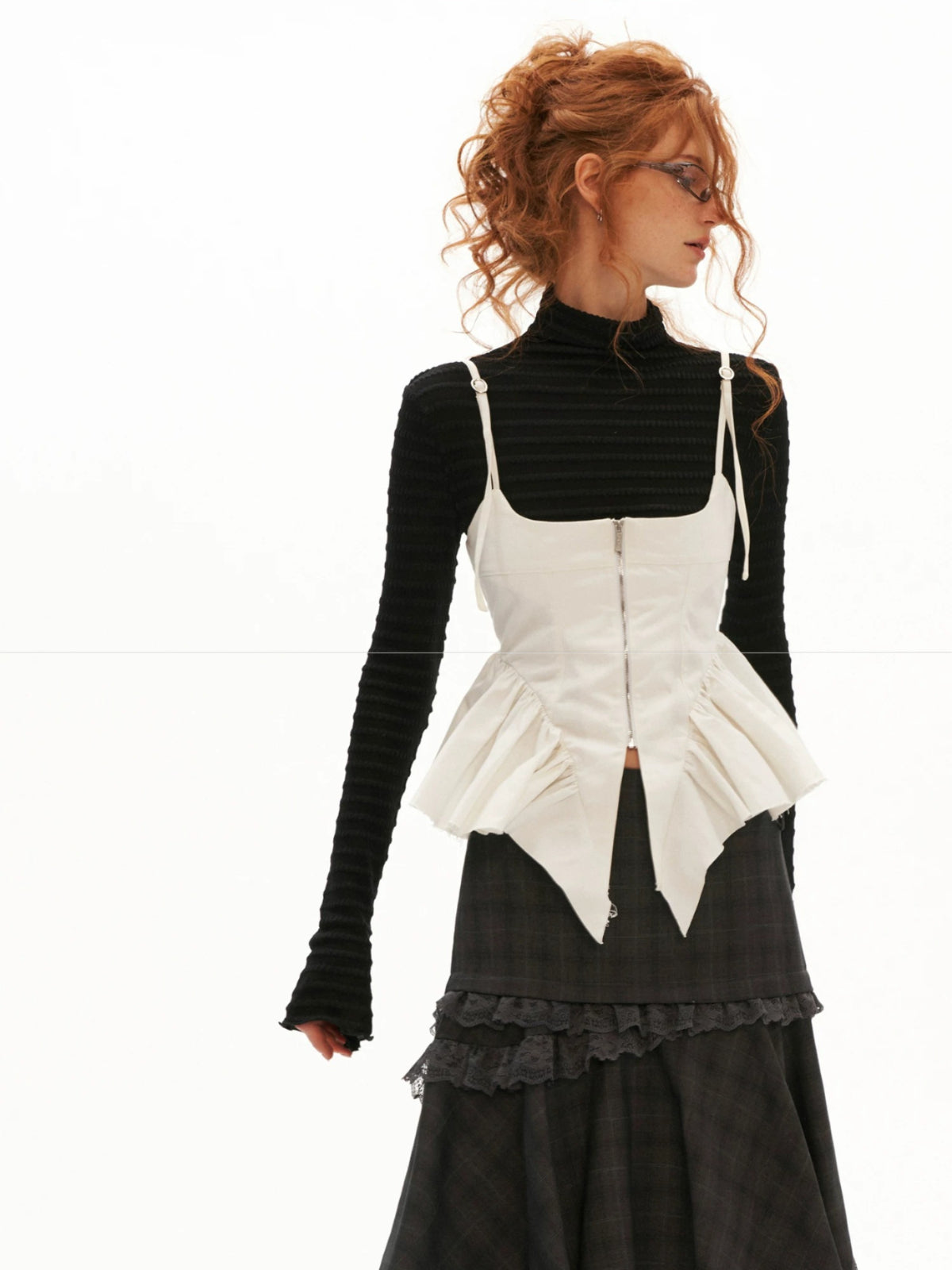 Structured Twill Corset Camisole Top