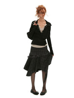 Asymmetrical Layered Plaid Midi Skirt