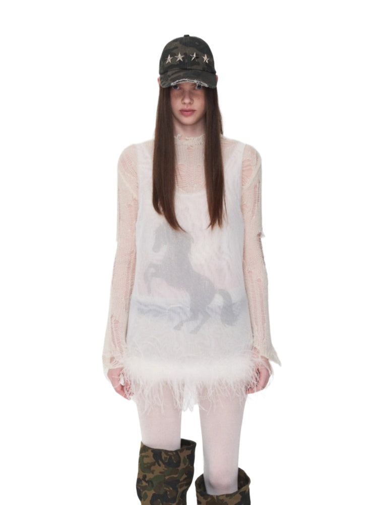 Ostrich Hem Mesh Tank