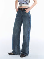 Vintage Washed Bow Embroidered Jeans