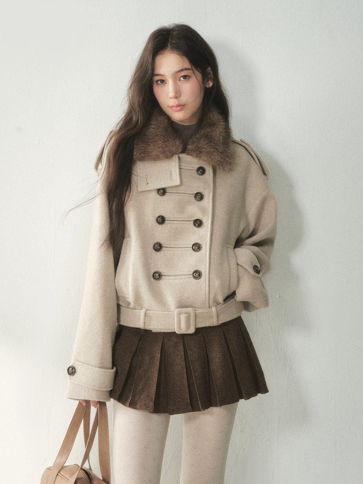 Double-Breasted Wool Cape Coat
