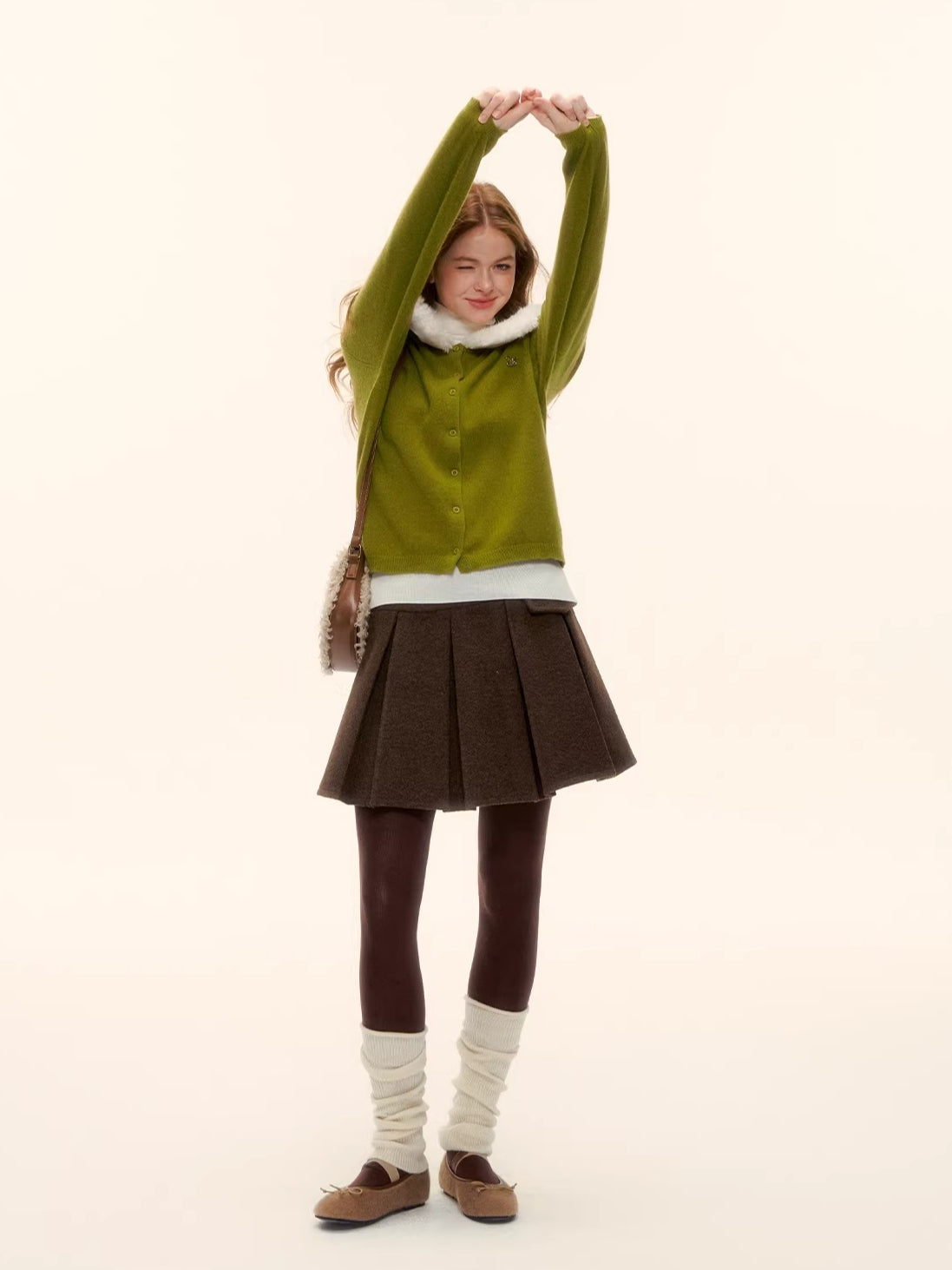 Wool Detachable Collar Knit Cardigan