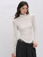 Bowknot Turtleneck Wool Top