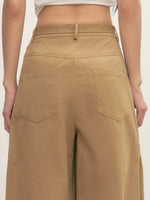Khaki Tie-Waist Wide-Leg Pants