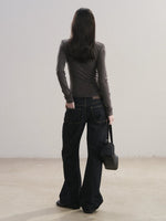 V-Neck Drawstring Sequin Top