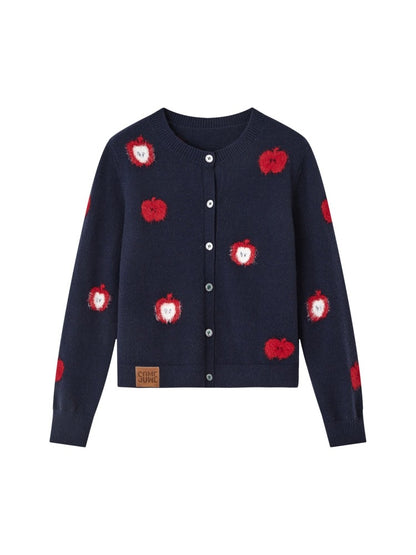 Navy Apple Jacquard Cardigan