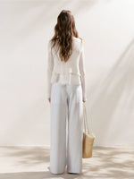 White & Blue Tie Knit Cardigan