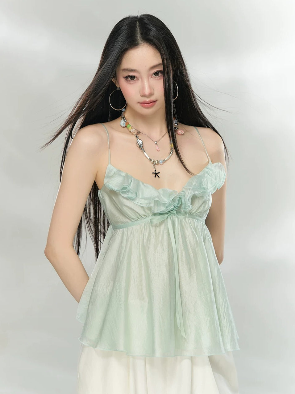 Ruffle Acetate Cami Top
