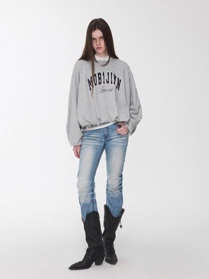 Retro Letter Print Balloon Sweatshirt