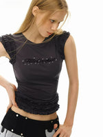 Sheer Lace Trim Knit Tank
