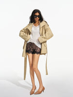 Stand Collar Belted Trench Coat