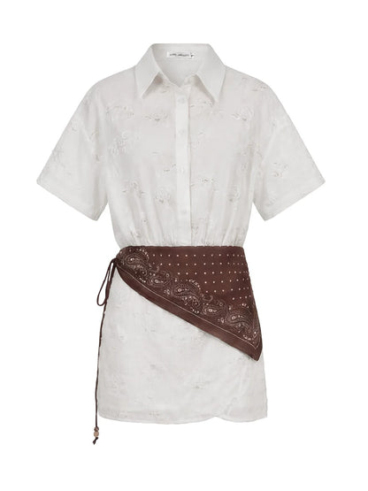 Rose Cutout Shirt Dress