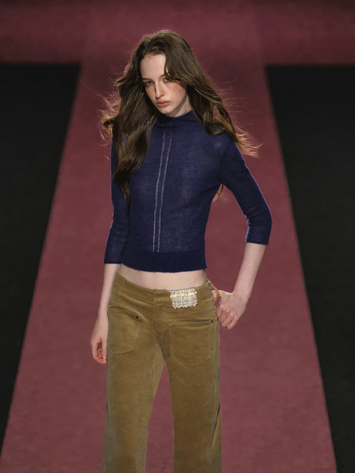 High Neck Knit Seven Sleeve Top
