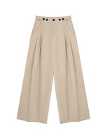 Khaki Pleated Wide Leg Trousers