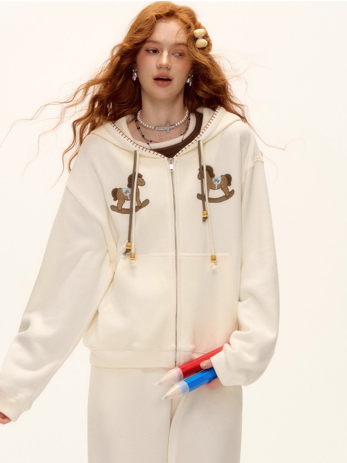 Pony Beaded Hoodie Set