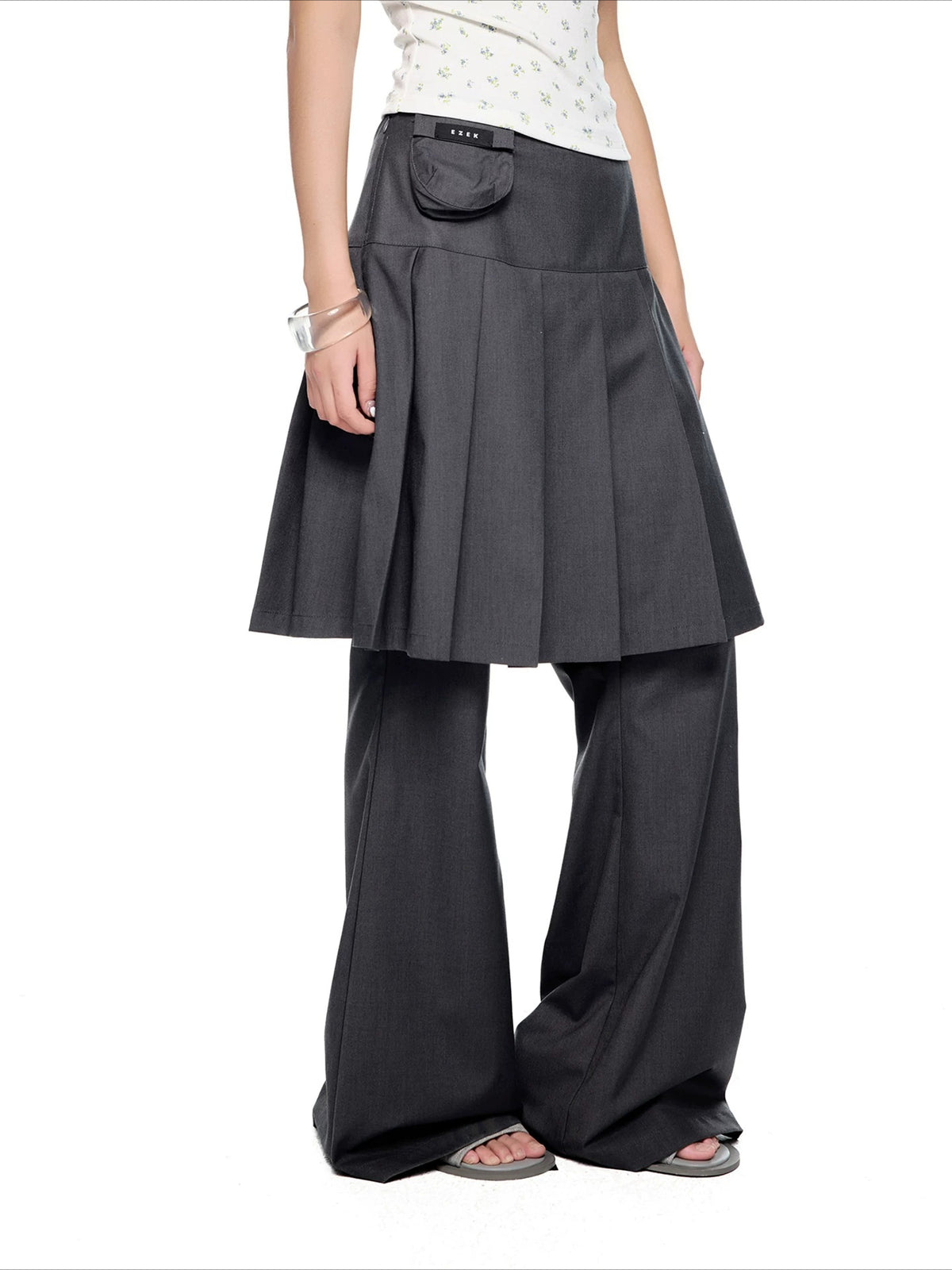 Pleated Skirt Flare Pants