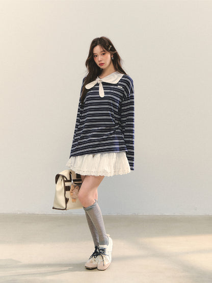 Bow Tie Stripe Long-Sleeve T-Shirt