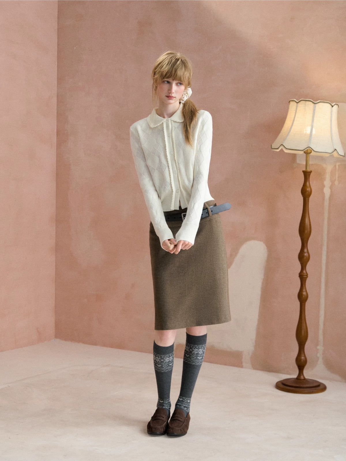 Vintage Minimal Pencil Midi Skirt