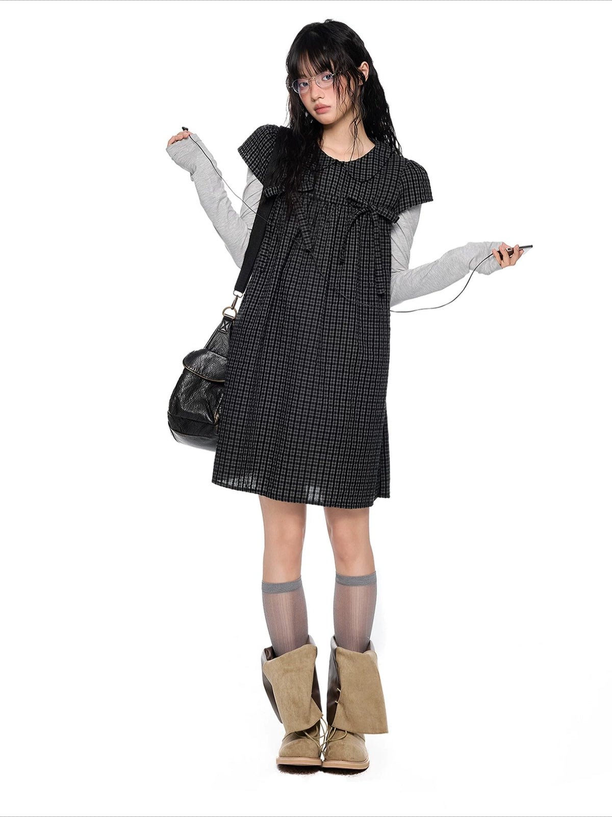 Plaid Peter Pan Top