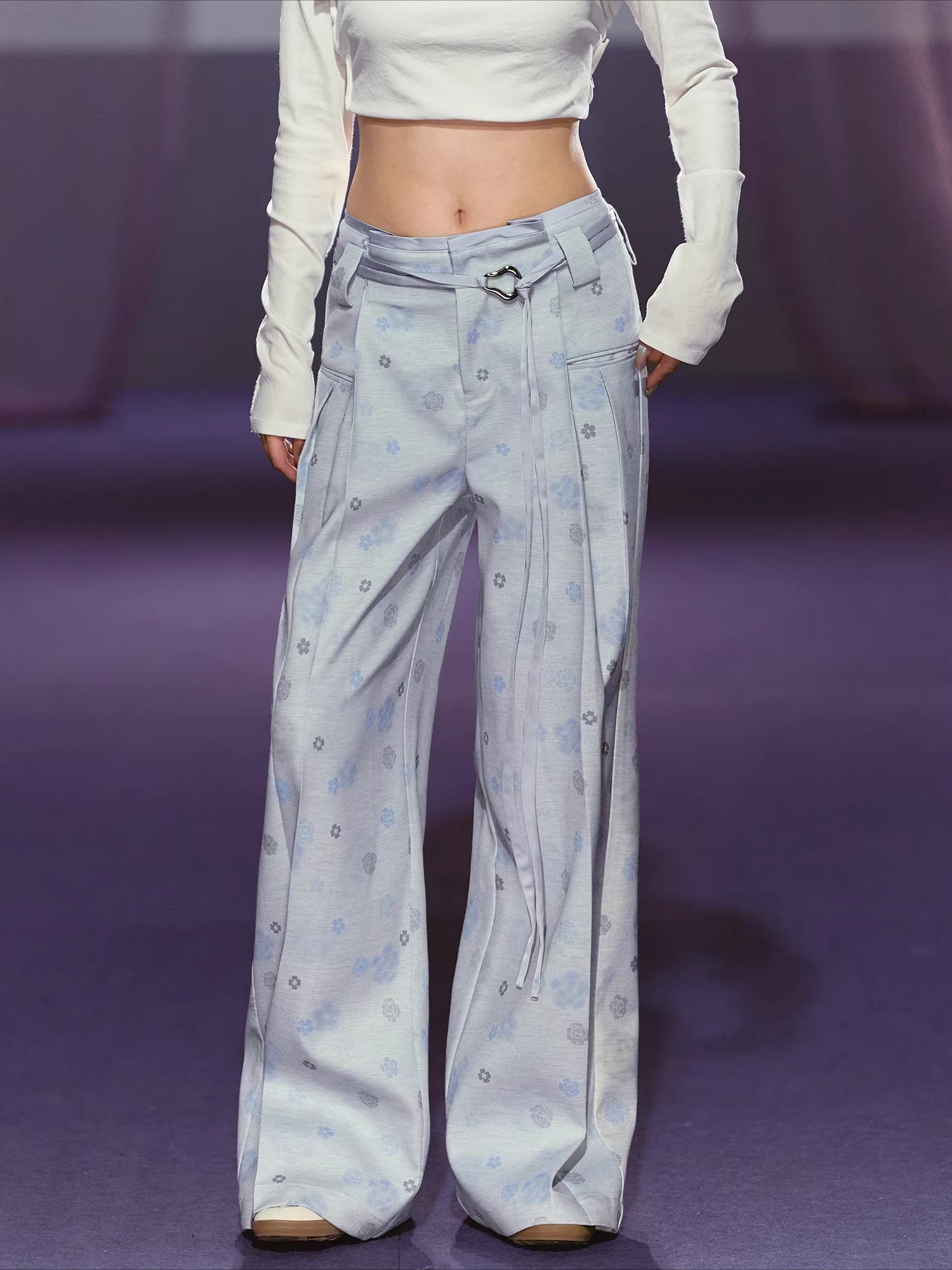 Floral Printed Satin Trousers