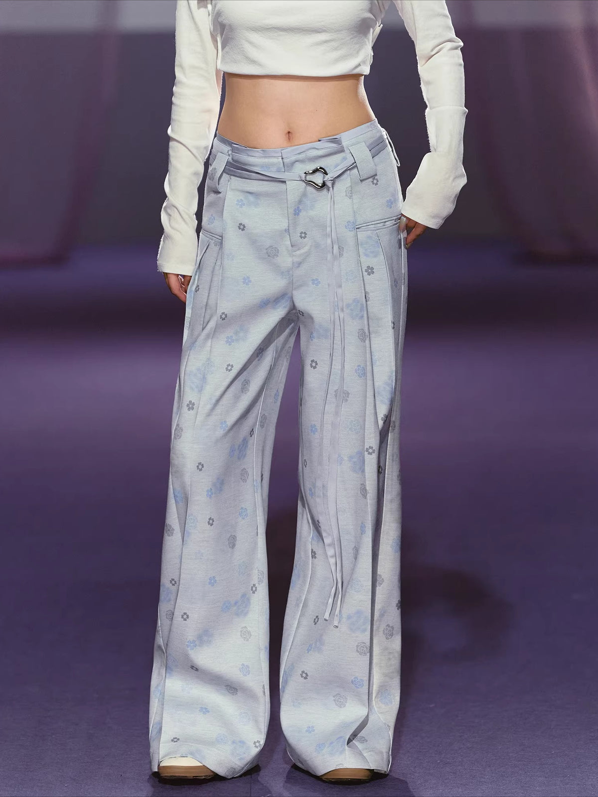 Floral Printed Satin Trousers