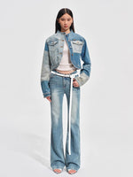 +5CM N5 Wave Washed Straight Jeans
