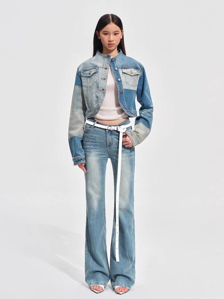 +5CM N5 Wave Washed Straight Jeans