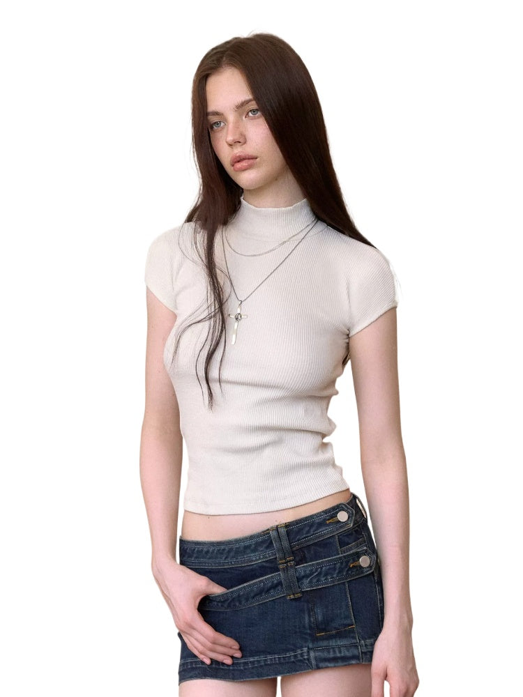 Mock Neck Knit Tee