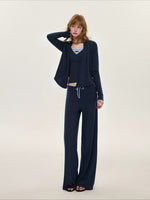 Contrast Wool Blend Three-Piece Set