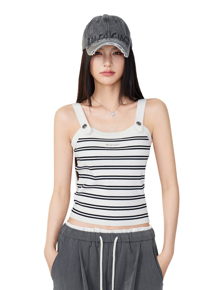 Color-Blocked Striped Knit Vest