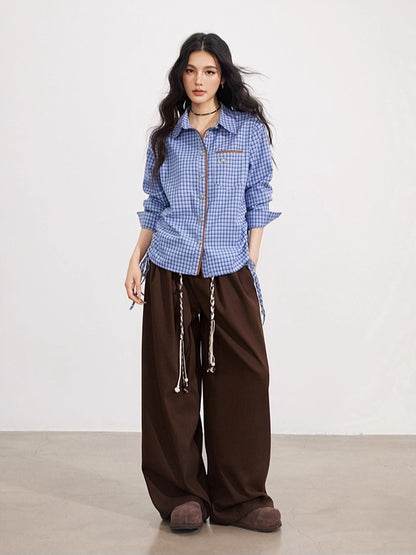 Blue Plaid Patchwork Shirt