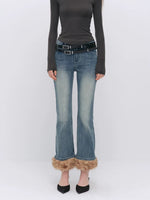 Vintage Washed Cotton Flare Jeans