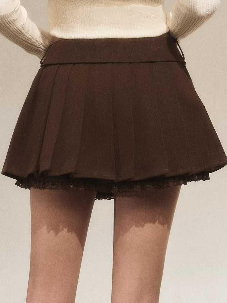 Bow Tie Pleated A-Line Skirt