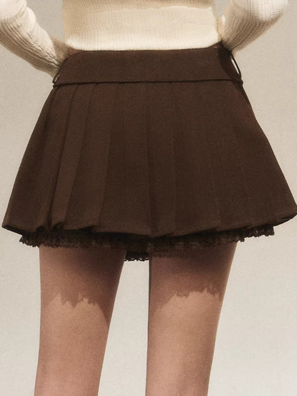 Bow Tie Pleated A-Line Skirt