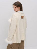 Fox Fur Trim Knit Coat