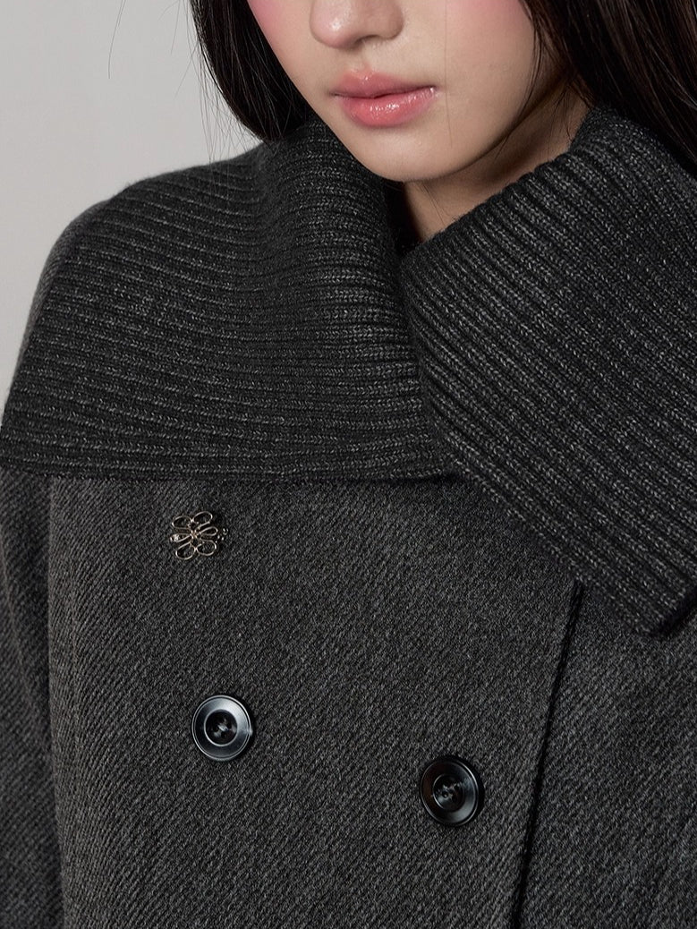 Belted Wool Blend Trench Dress