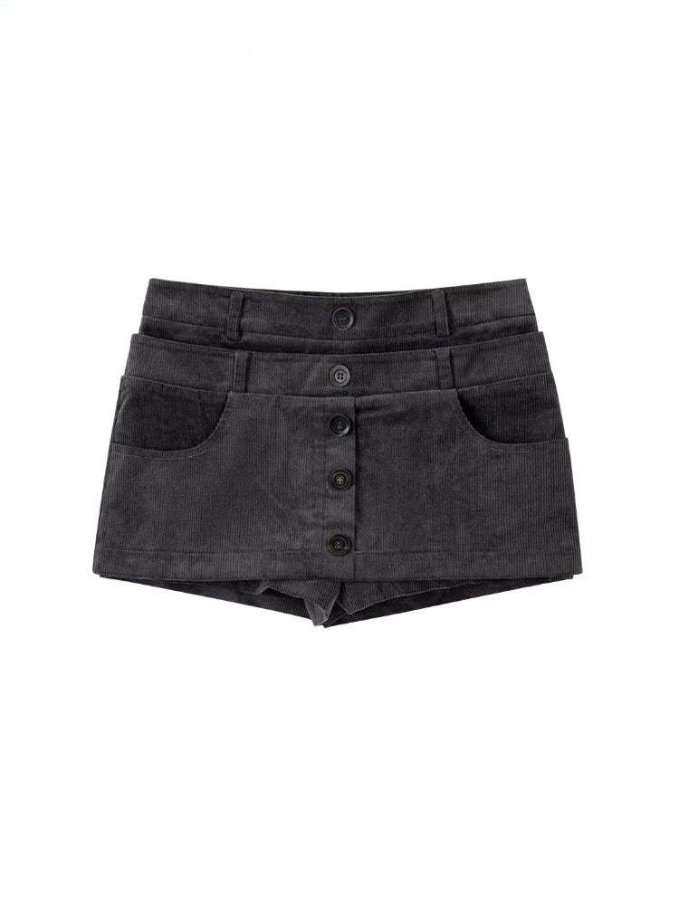 Corduroy Multi-Waistband Mini Skirt